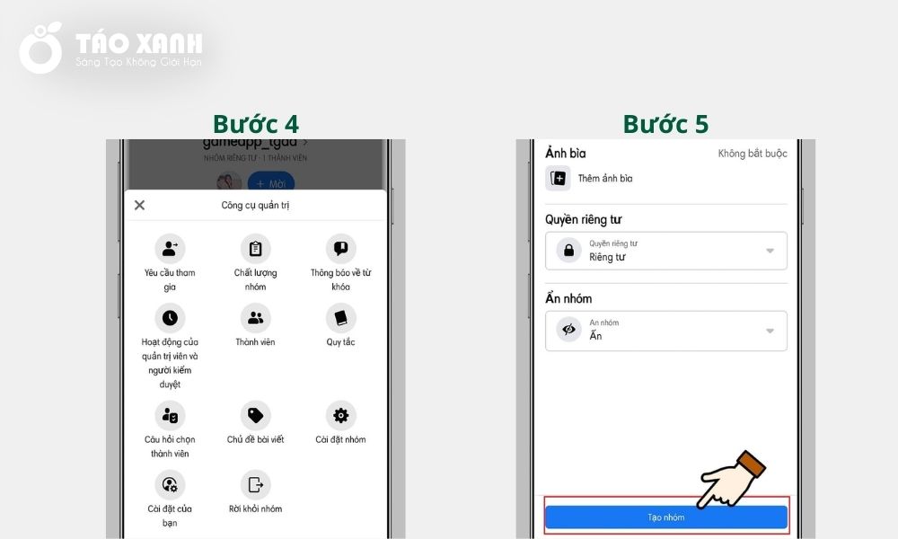Tạo group bằng điện thoại Step by step